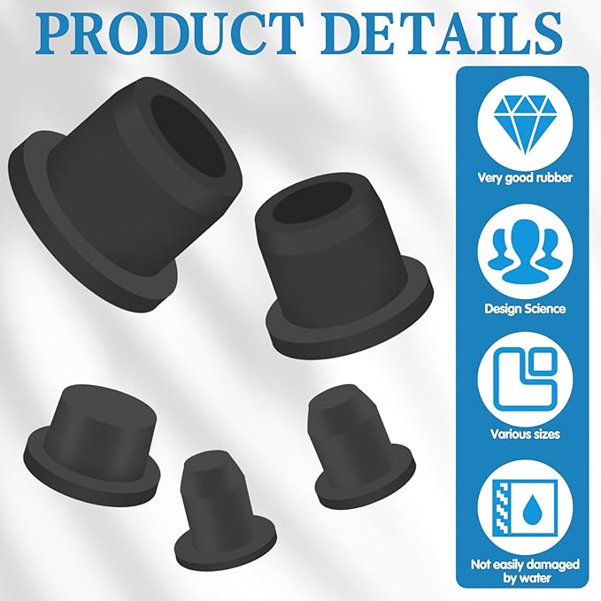 76 Pcs Rubber Stoppers in Five Hole Plug Sizes, Various Sizes of Round Hole Silicone Tool, Rubber Plugs for Round Holes, Silicone Plugs Suitable for Car Wiring Furniture