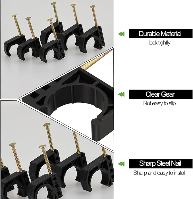 200 Pack 1/2" Half Clamps J-Hook with Nails Set, J Clamps for PEX, Copper, CPVC Tubing Connections