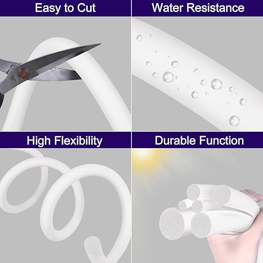 ToLanbbt Backer Rod EPDM Rubber 1/4" Diameter x 20' Length Caulk Saver Door Window Weather Stripping Seal for Concrete Filling Joints and Gaps (White)