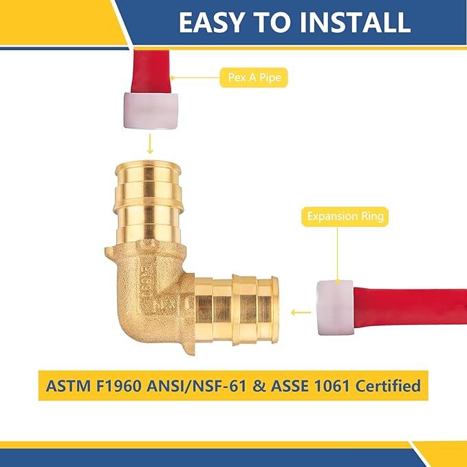1Inch PEX-A Expansion Fittings,F1960 Brass Elbow,PEX Expansion Fittings Elbow For Pex A Tubing（20 PACK)(PEX1960036-20Pack)