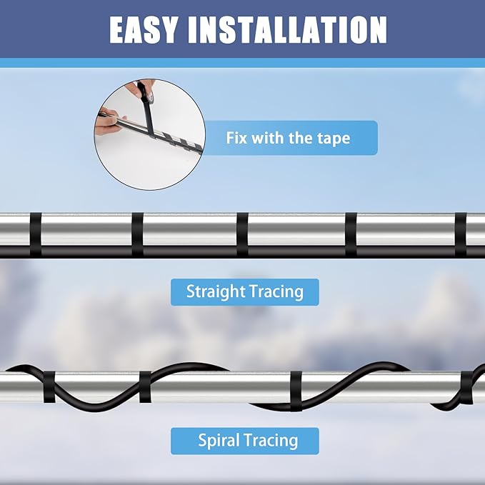 24FT Self-Regulating Pipe Heating Cable with Thermostat,Heat Tape for Water Pipe Freeze Protection,Pipes Heating Trace System for Home Supply Pipes,120V 5W/FT