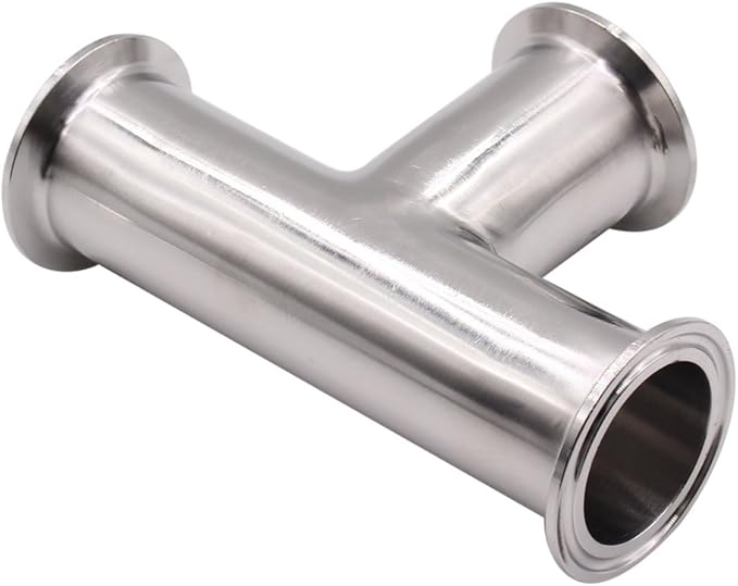DERNORD Clamp Tee 3 Way Stainless Steel 304 Sanitary Fitting Fits 1.5" Tri-clamp, 38mm Pipe OD