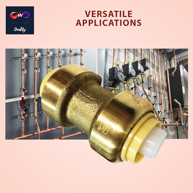 Fittings 1/2 Inch Pushfit Straight Coupling - 1/2" x 1/2" PEX Brass Push-fit Coupling - Push-to-Connect Plumbing Fittings for PEX Copper CPVC (Pack of 10)