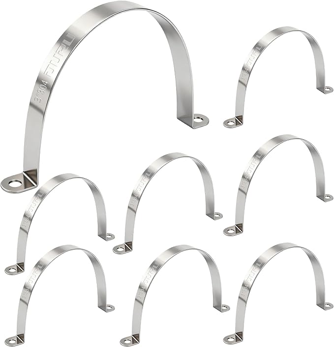 8pcs 3 Inch Conduit Clamp 304 Stainless Steel, Rigid Metal Pipe Clamp U Bracket, 2 Holes Pipe Strap for Automotive, Wire & Tube