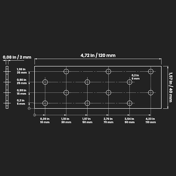 Repa Market 12-Pack 4.72 x 1.57 Inch Flat Brackets for Wood with Holes / Heavy Duty Steel Plate for Wood and Metal / Straight Flat Bracket Connector / Mounting Plate for Construction & DIY Projects