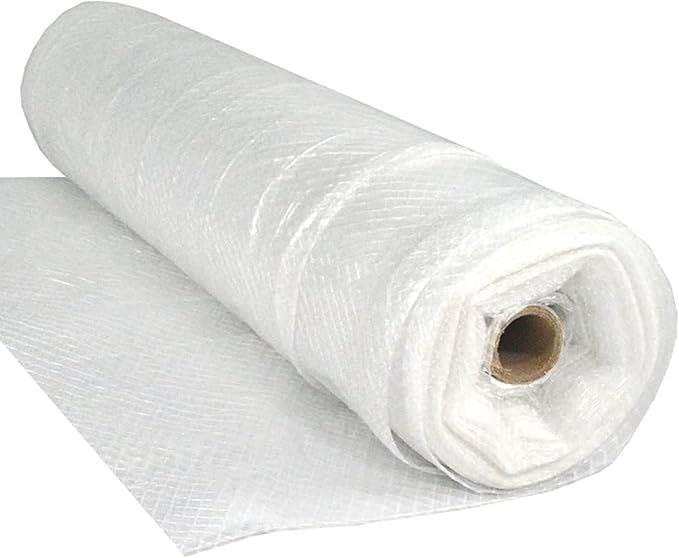 Farm Plastic Supply - Dura Skrim String Reinforced Clear Plastic Sheeting - 6 Mil - (16' x 100') - Reinforced Poly Film Tear Resistant, Weatherproof, Vapor Barrier Polyethylene Roll for Construction