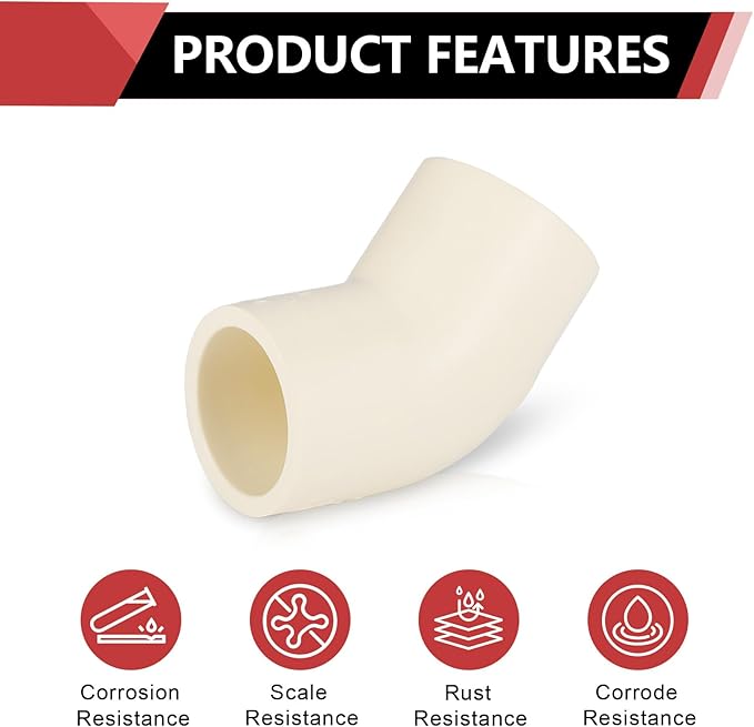 50-PACK EFIELD CPVC Elbow,1/2" Slip x Slip 45-Degree Elbow Fitting,(CPVC007-20-50PCS)