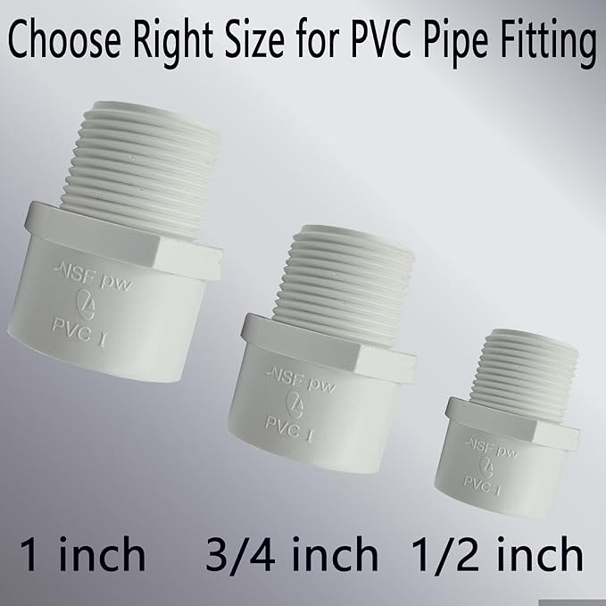 10Pcs 1/2 inch NPT Male Thread PVC Pipe Fitting Adapter Connector(Socket x NPT Male), Pipe Connectors, 1/2 inch Pipe Fitting, Pipe Coupling for Plumbing Water Line, Schedule 40, White