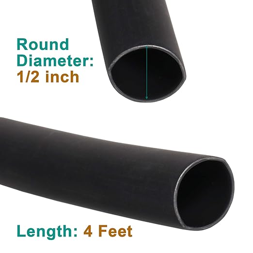 2 Pcs 1/2 inch (Diameter) 3:1 Waterproof Heat Shrink Tubing Kit, Large Marine Dual Wall Adhesive Shrinkable Wire Wrap Tube, Insulation Sealing Cable Protector by YUKSY (4ft, Black & Red)