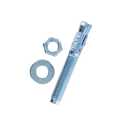 Conquest 5/8" x 4-1/2" Zinc Plated Wedge Anchors (Box of 25) – High Performance Concrete Anchors – Rust Resistant Zinc Plating for Dry Interior Environments – Heavy Duty Fastener for Concrete