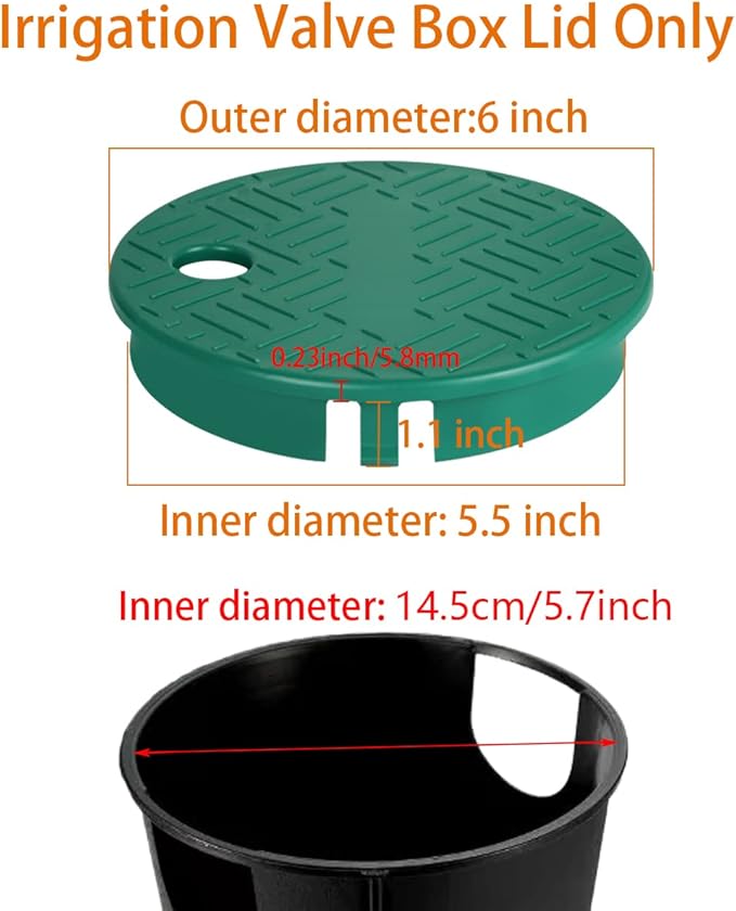 Valve Box Cover Lid Sprinkler Valve Box Lid Replacement ID 5.5" OD 6" for Circular Irrigation Control 4 Pieces