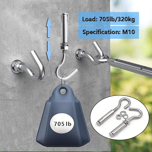 Concrete Wall Hook, Lsqurel 304 Stainless Steel Concrete Anchors Heavy Duty Open Expansion Bolts for Concrete Wall (M10-10Pack)