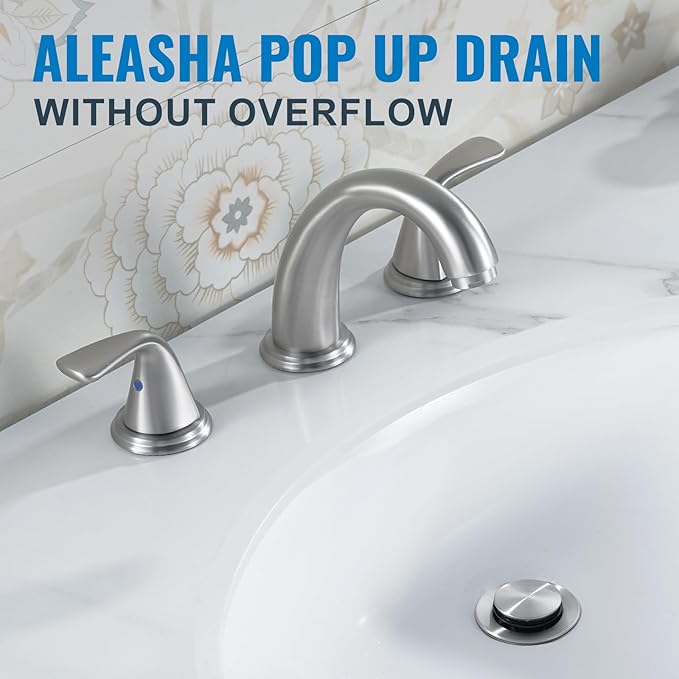 ALEASHA Pop Up Sink Drain Without Overflow, Bathroom Sink Drain Vessel Sink Stopper Pop Up Sink Drain Stopper, Pop Up Drain for Bathroom Sink Drain Strainer for Hair Catcher,Brushed Nickel
