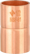 EFIELD 1-1/4-Inch C X C Copper Coupling With Rolled Stop, LF Copper Plumbing Fittings with Sweat Solder Connection,(COPPER087)