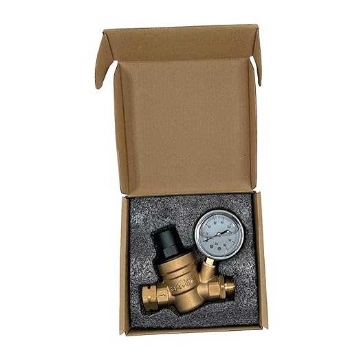 XFITTING 3/4 Inch Water Pressure Regulator with Gauge 3-4-1=10, 10 Pieces