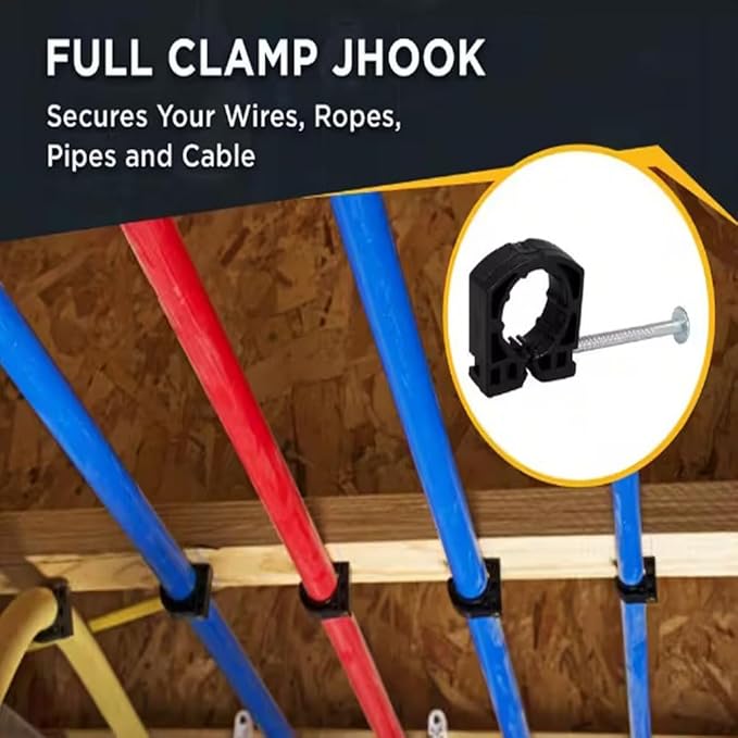 TenKe 200 Pack Full J Clamp J-Hook with S Nail for 3/4 inch PEX Pipe Tubing Support (200PCS 3/4")