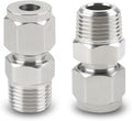 Yoebor Stainless Steel 304 Compression Tube Fitting Straight Adapter Connector with Double Ferrules 1" OD x 3/4" NPT Male,Pack of 2