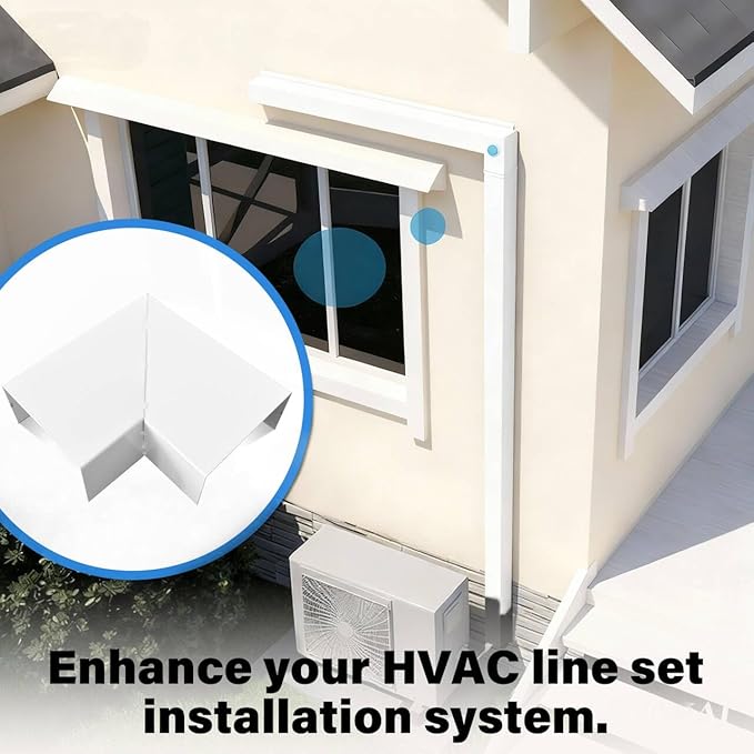 LyPrem 3" W x 6.5Ft L Metal Line Set Cover Kit - Decorative AC Pipe Cover for Ductless Mini Split/Central Air Conditioner/Heat Pump Systems, White