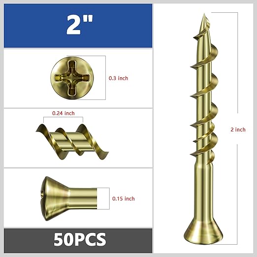 (50 pcs) Flat Head Drywall Anchors 2" Yellow Zinc, Bolt Anchor, Duty Hollow Wall Anchors