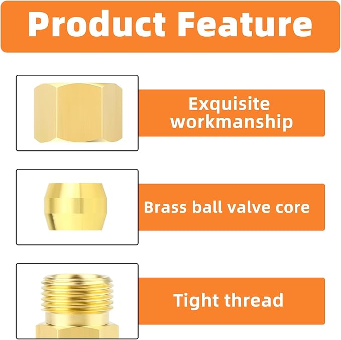GASHER 5PCS Brass Compression Union Tube Pipe Fitting Connector, 1/2" Tube OD x 1/4" NPT Female Connector