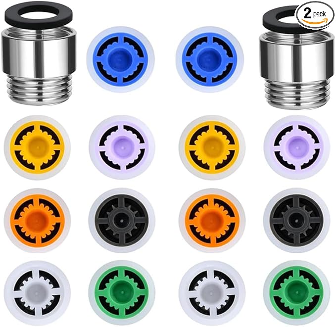 2 Sets 7 Shower Flow Reducer Limiter Set, Water Flow Saver Adapter 1/2 Inch Flow Restrictor, Control Valve for Fixed Shower Head Handheld Shower 1.2/1.5/1.8/2/ 2.2/2.5 GPM