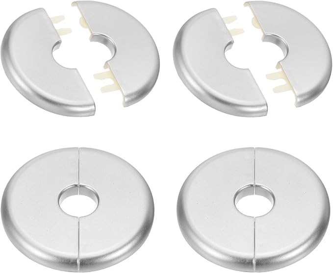 PATIKIL Wall Split Flange 70mm / 2.8" OD, 4 Pcs Round Escutcheon Plate Cover PPR Plumbing Cover Plates with Self-Adhesive Tape for 17mm / 0.7" Dia Water Pipe Faucet, Silver