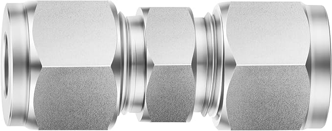 ChillWaves 304 Stainless Steel Compression Tube Fitting, 1" OD x 1" OD Compression Union Connector(1-PACK)