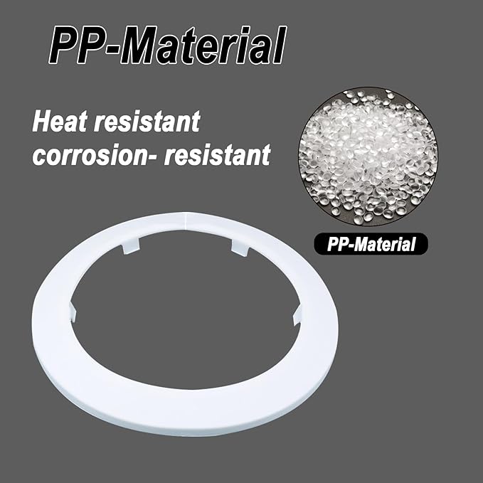160mm Pipe Cover Decoration; Fit 6.29" Outer Diameter Pipe/Hole; White PP Plastic Escutcheon Collar; Snap-on Water Escutcheon Plate for Bathroom Kitchen Wall Tube Decor 1Piece