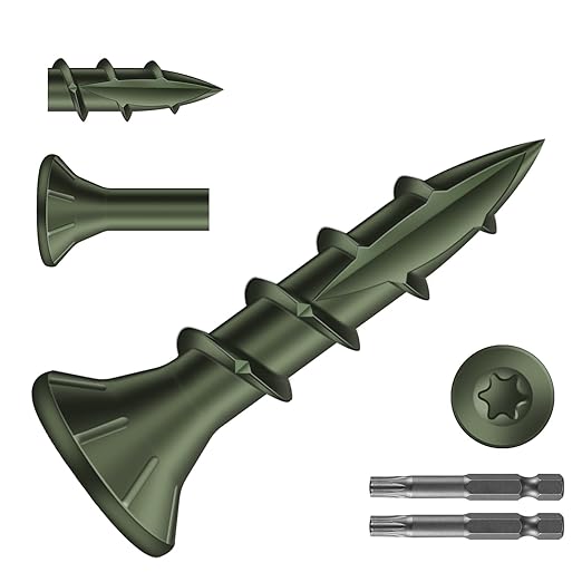 #8 x 3/4" Deck Screws (1106Pcs) 4lb. Carbon Steel, Green, Flat Head, Rust Resistant epoxy Coated, with T25 Star Bit