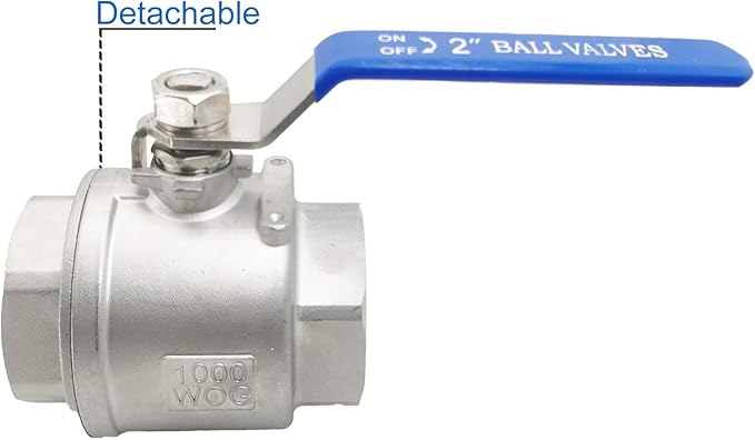 2" NPT Full Port Heavy Duty Ball Valve Stainless Steel 304 For Water,Oil and Gas with Blue Handles（1000WOG）