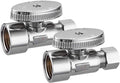 2 Pack Brass 1/2 Inch FIP x 3/8 Inch OD Compression Quarter Turn Straight Water Angle Stop Valve Shut Off