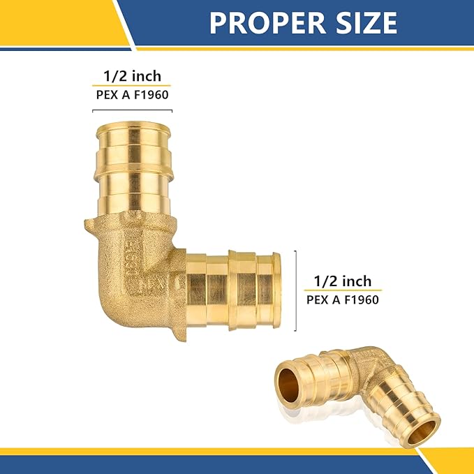 1/2Inch PEX-A Expansion Fittings,F1960 Brass Elbow,PEX Expansion Fittings Elbow For Pex A Tubing（50 PACK)(PEX1960033-50Pack)
