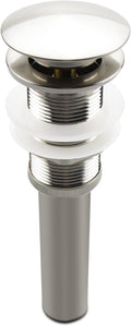 Brushed Nickel Pop Up Sink Drain Without Overflow, Bathroom Faucet Vessel Sink Drain Stopper 1-5/8" Without Overflow Fits 1.25" to 1.5" Drain Holes