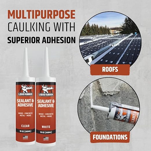Liquid Rubber Caulk - Hybrid Silicone Adhesive and Protective Sealant, Clear, 4 Pack