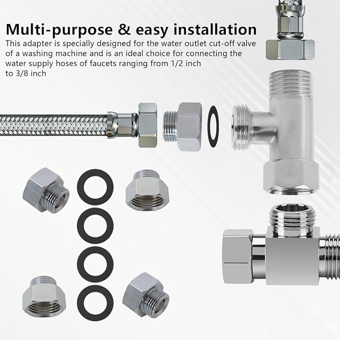 Xspeedonline Heavy-Duty Stainless Steel Pipe Adapter 4-Pack, 1/2" Female to 3/8" Male
