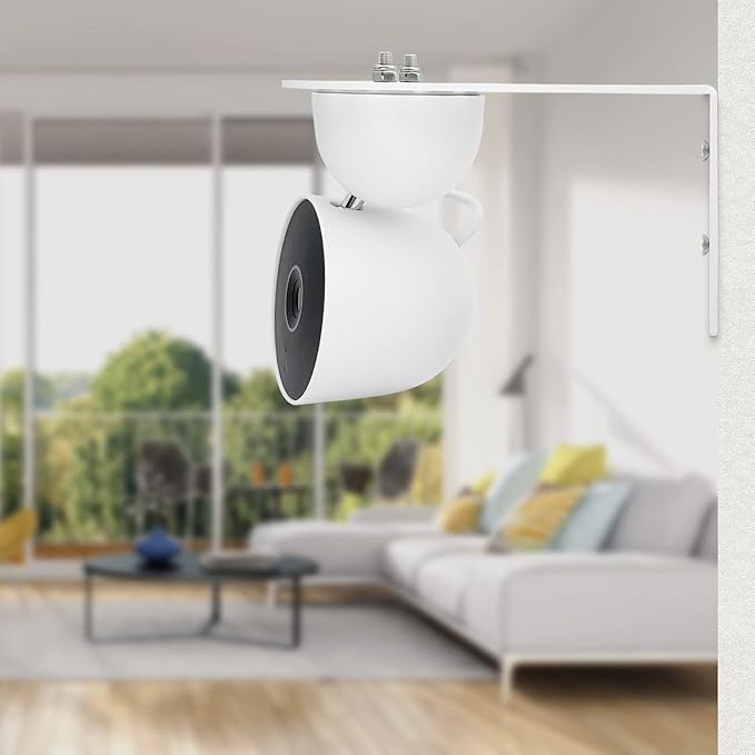 Large Metal Wall Mount Holder fits for Google Nest Indoor 2nd Generation Wired Security Cam, Flexible Installation Camera Shelf for Better View Angle Mount on Wall Deck,1 Pack