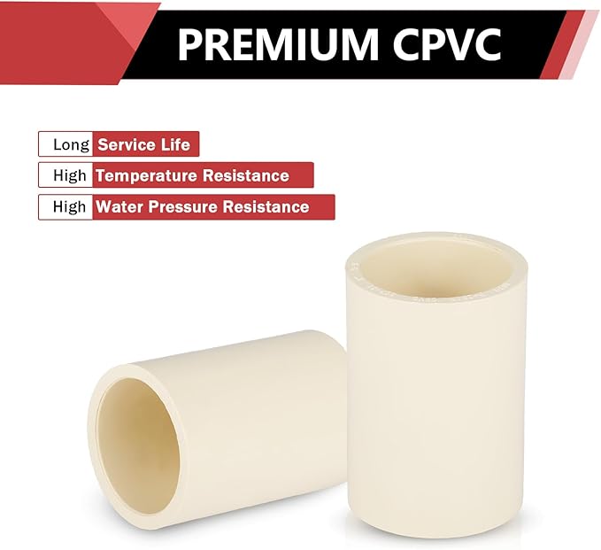 (100 Pieces) EFIELD 1-Inch CPVC Pipe Fittings, Slip x Slip (Socket) Coupling, For Hot and Cold Water Plumbing,(CPVC027-5-100PCS)