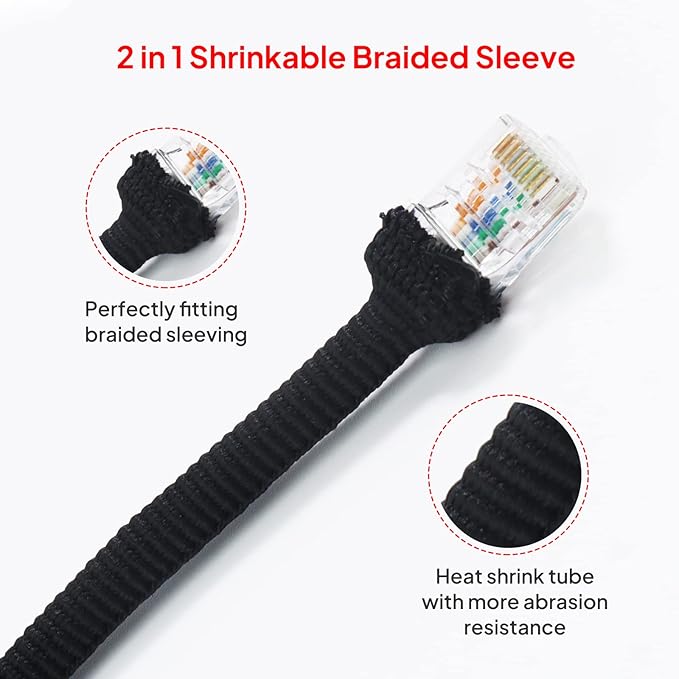 2 in 1 Heat Shrink Braided Sleeving Fabric Tubing-Ideal fit Irregular Shape Hose/Cable/Wire (1/2"(12mm), 14FT)