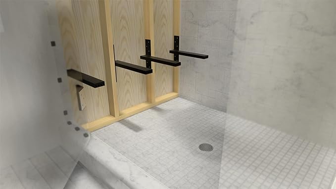 Floating Shower Bench Kit with Orange Waterproof Board - Original Shower Bench Bracket, Bath Bench Seat Bathroom Décor, Bathroom Accessories (12X72)