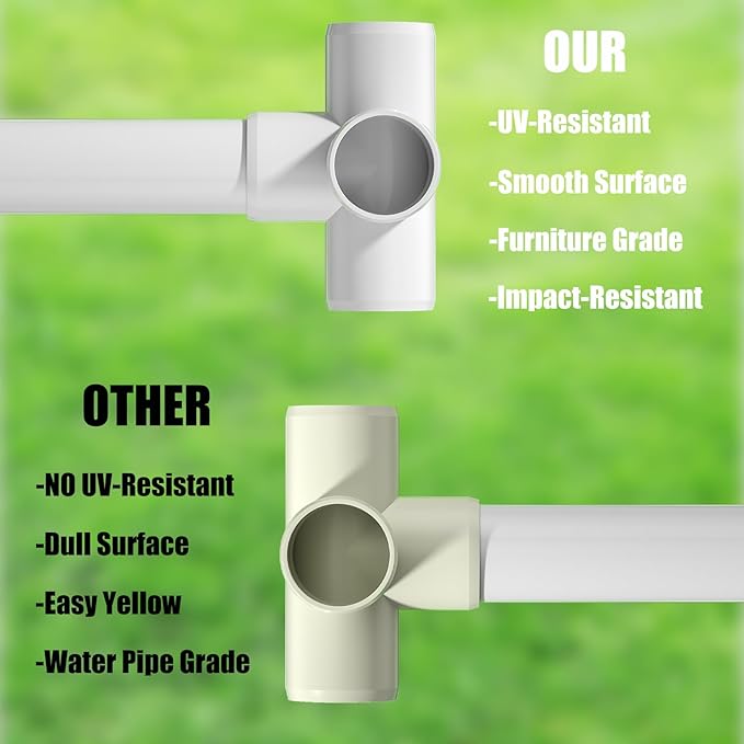 24PCS 3 Way Tee PVC Fittings 1/2Inch, SCH40 Furniture Grade Elbow Fitting Adapter Heavy Duty PVC Pipe Connector for Water Supplies, DIY Garden Shelf & Greenhouse