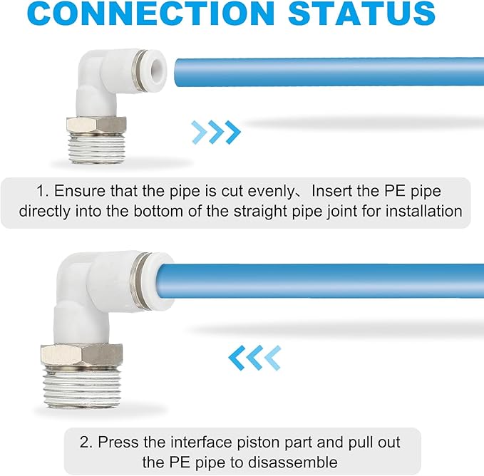 PATIKIL Push to Connect Fitting, 2 Pack Pneumatic Air Elbow Quick Connector 3/8"PT Male Thread x 6mm Tube 90 Degree Connect Tubing Elbow Air Tube Fitting Pneumatic Quick Adapter, White