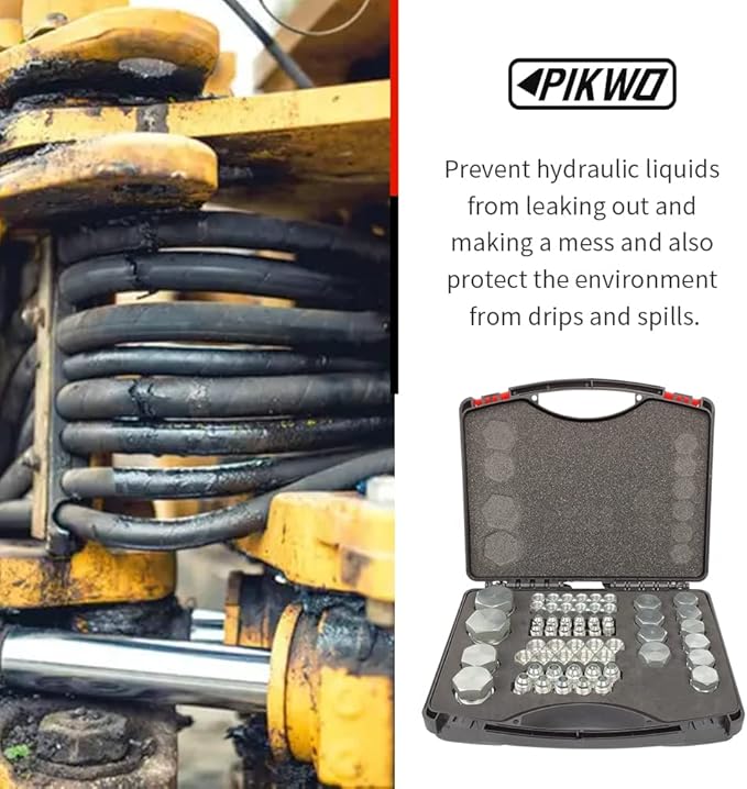 160 PC JIC and ORFS Master Industrial Hydraulic Cap and Plug Hose Tube and Pipe Fitting Kit Cap and Plug Kit Precision Threading in ORFS and 37° Dash Sizes 4 6 8 10 12 16
