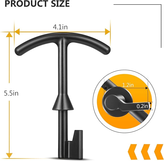 Feekoon 2 Pack 5.5'' Water Meter Box Key, Compatible with M07001 Water Meter Cover Key, Water Meter Cover/lid Opening Tool, Quality Metal T Wrench Hook to Access the Main Valve for Turning Water off