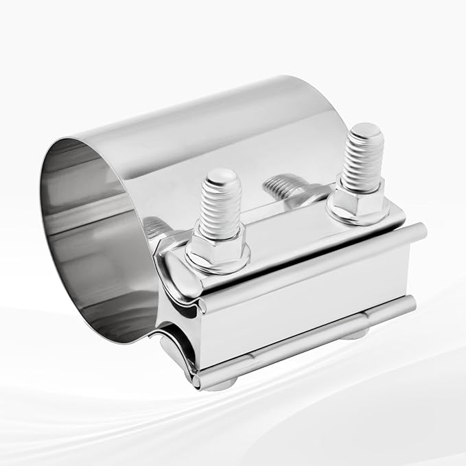 T304 Stainless Steel 2'' Inch Exhaust Clamp,2 Inch Butt Joint Exhaust Seal Band Clamp Sleeve Coupler Universal For Exhaust System 2PCS Polished