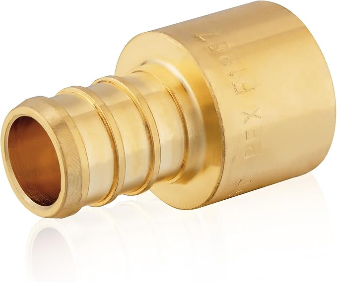 200-Pack HeSun PEX Fittings, 1" PEX x 1" Female Sweat Adapter (Over Copper Tube), Brass Crimp Fitting for ASTM F1807(PEX1807137-200)