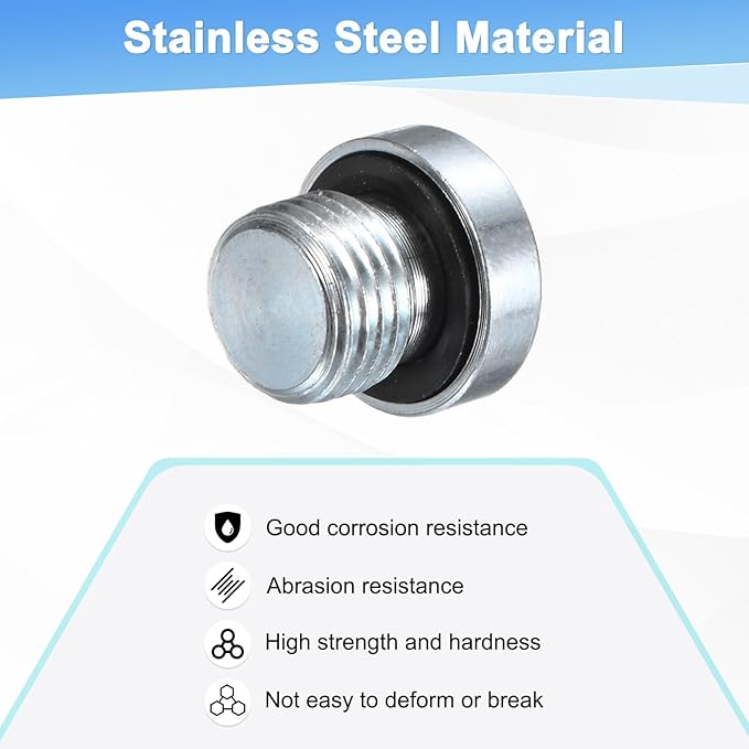 4-Pack M10x1mm Inner Hex Head Pipe Fitting Plug, Carbon Steel Sensor Socket Plug with Seal O-Ring for Terminate Pipe Ends/High Pressure Washer, Sealing Screw