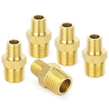 TAISHER 5PCS Brass Pipe Fitting, Reducer Adapter, Hex Nipple, 1/2-Inch Male Pipe x 1/4-Inch Male Pipe
