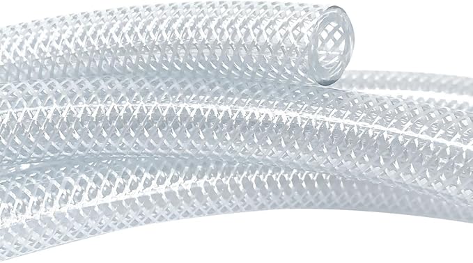 Gloxco Clear Braided PVC Tubing, Food Grade, Heavy Duty Reinforced Hose, 5/16" ID, 25 Ft Length