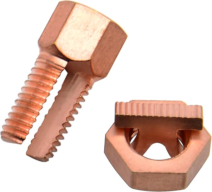 FDXGYH 4 Pack Grounding Split Bolt Connector Copper Grounding Clamps Bolt Connection Clamp for Completing Ground Bonding to Bare Wires TJ-25