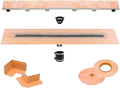All-in-one Waterproof Linear Shower Drain Kit with 56 Inch Center Outlet Channel Body (KL1V60E140) and Drain Grate Assembly (Cover) in Tileable Design(KL1DRE140)